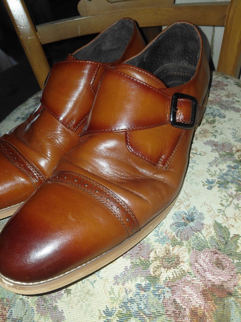 Stacy Adams Cognac Brown Single Monk Strap Dress Shoes
